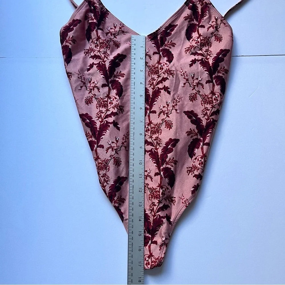 Topshop Swimsuit One Piece  Bathing Suit Floral Pink Ruffle Frill Romantic Sz 8 - Picture 8 of 16